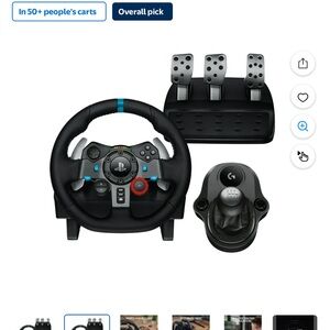 Logitech Racing Wheel and Pedals with Black and Blue Accents